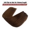 Clip in Hair Extensions Human Hair, Short Straight Medium Brown Clip in Extensions Double Weft 70grams 7pcs Clip ins Real Hair Extensions for Thin Hair 2-3 Sets for Full Head