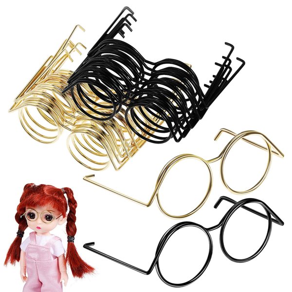 jojofuny 20pcs Doll Glasses Miniature Dress Eyeglasses, Small Doll Costume Glasses, Miniature Round Eyeglasses, for Dolls Pets Costume Accessories Cosplay
