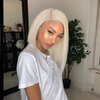 FINMOO Platinum Blonde Bob Wigs Human Hair Pre Plucked #60 Straight Bob Human Hair Wig 13x4 HD Transparent Lace Frontal Wig Glueless Blonde Lace Front Wigs for Women 12 Inch 180 Density