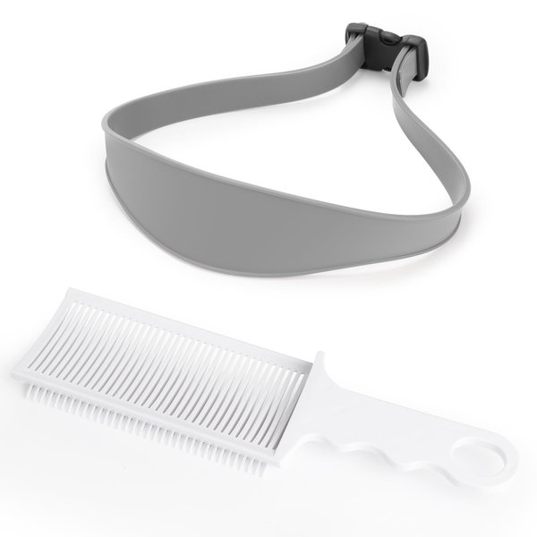 Fade Combs Barber Combs and Neckline Shaving Template and Hair Trimming Guide,Adjustable Curved Silicone Haircut Band,Great DIY Home Hair Clippers for Adults and Kids (Grey)