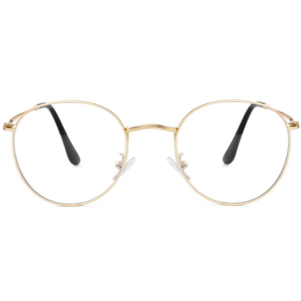 Kursan Classic Round Clear Lens Glasses for Women Men Circle Metal Frame Non-Prescription Eyeglasses (A0 Gold (Clear Lens), 50)