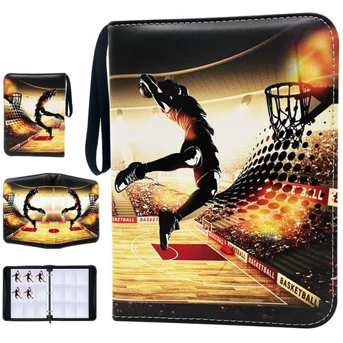 900 Cards Basketball Card Binder, 9-Pocket Card Collections Trading Card Binder 50 Pages Double-Sided Cards Holder with Zipper 3-Ring Card Album for Sports Basketball Card Sleeves Protectors