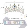 CHANACO Birthday Crown Tiaras for Women Birthday Girl Sash Crystal Birthday Tiara AB Rhinestone Birthday Headband Princess Crown for Girls Hair Accessories Happy Birthday Party Decorations