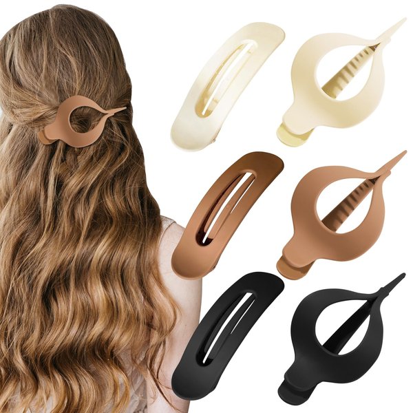 YONOY 6 Pcs Flat Hair Clips, 2 Styles French Concord Flat Hair Clips for Thick Thin Hair, 4.7 Inch Alligator Hair Clips for Women Girls, Strong Hold Duck Billed Clips Barrettes Accessories