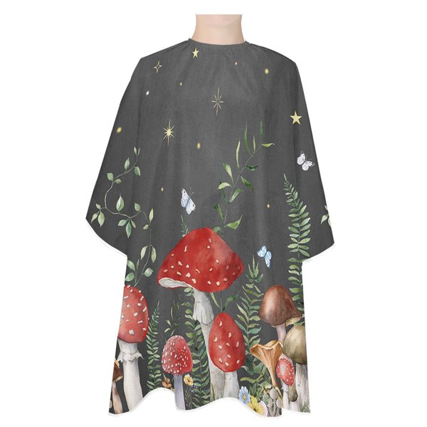 Moon Mushroom Barber Cape - Salon Hair Cutting Cape for Women, Men, Kids, Adults, Haircut Cape with Adjustable Elastic Neckline Hairdressing Stylist Cape Gown Accessories Star Eucalyptus Leaves Flower