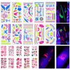 PFARRER 20 Sheet Glow in The Dark Neon Temporary Tattoos (Total 211pcs) Fluorescence UV Neon Body Face Fake Waterproof Tattoo Stickers for Women Men,Rave Festival Accessory Party Supplies ZYH2310002