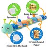 LIGHTDESIRE Baby Toys Musical Caterpillar,Infant Toys Stuffed Animal Toys with Ruler Design and Ring Bell,Baby Teething Toys for Tummy Time Newborn Boys Girls 0 3 6 12 Months(Blue)