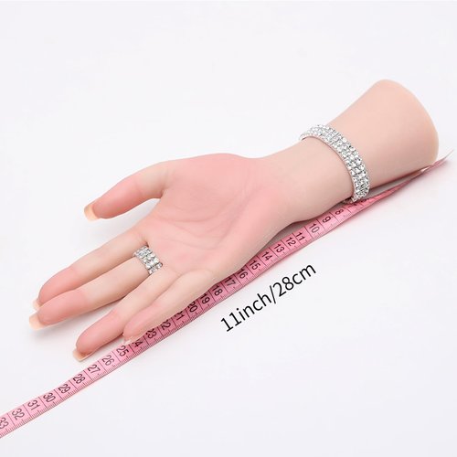 Realistic Silicone Female Hand Model Fake Hand Flexible Finger Bendable Acrylic Nail Mannequin Hand for Jewelry Display Nail Art Practice (Right Hand)