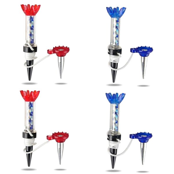 VEASAERS Golf Tees Unbreakable Plastic Magnetic 80 mm Long Bulk Reusable 4 Pack Blue Red Flexible Magnet Tee Lift Step for Men Women Practice Training Set (4 Pack)