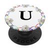 Cell Phone Pop Out Holder,Floral White Daisy Flower Letter U PopSockets Grip and Stand for Phones and Tablets