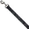 Dog Leash Bandana Skulls Black Silver 4 Feet Long 1.5 Inch Wide