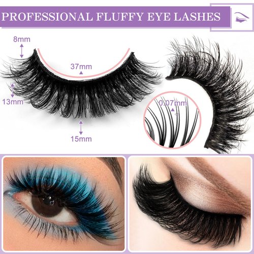 5D Faux Mink Lashes Fluffy - Birthday Mother's Day Gifts Presents for Women Wife 5 Pairs False Lashes Fake Eyelashes Mink Natural Look D Curly Cat-Eye Lashes Dramatic Lashes