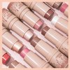 MKNZOME 3Pcs Cream Contour Stick, with Highlighter Stick Milk Bronzer Stick Blush Stick, Face Contour Stick Highlighter Makeup with Makeup Brush and Sponge, Easy to Sculpt the Face, Long Lasting