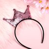 WLLHYF Sequins Crown Headband Christmas Glitter Crowns Hair Band Gold Hair Hoop (pink)