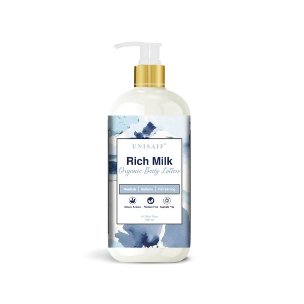 Unisaif Rich Milk Body Lotion - Moisturizer for Dry Skin | Nourish Your Skin with Moisturizing Lotion | Hydrating Lotion for Extremely Dry Skin | Firming Body Lotion (10.14 Fl oz 300ml)
