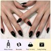 AddFavor 360pcs Almond Press on Nails Short Fake Nails, Black Short Almond Nails Press on Acrylic False Nail with Glue Adhesive Tabs for Women Girls