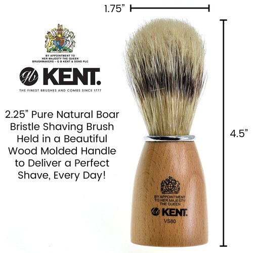 Kent VS80 Natural Badger Bristle Shaving Brush Shaving Kit for Men for Safety Razor, Shaving Razors for Men. Perfect Lather Shaving Brush for Shave Cream, Shaving Soap. Kent Luxury Shaving Since 1777