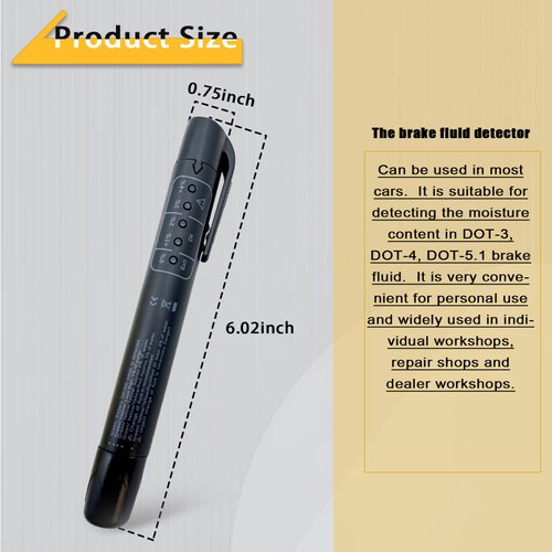 Brake Fluid Liquid Tester Pen,1PC DOT 3 DOT 4 DOT 5.1 Brake Fluid Liquid Tester Pen, Car Diagnostic Testing Tool with 5 LED Indicators, Hydraulic Fluid Liquid Oil Moisture Analyzer