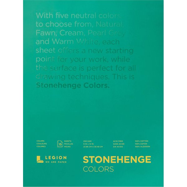 Legion Paper Stonehenge Pad (L21-STP250MC912), Multicolor Paper, 9 by 12 inches, 15 sheets