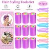141 Pieces Magnetic Hair Rollers Set, Include 60 Pieces Mixed Sizes Plastic Hair Rollers with 60 Pins, 20 Duck Teeth Hair Clips and Rat Tail Comb, Hairdressing Curlers Tools for Women Girls