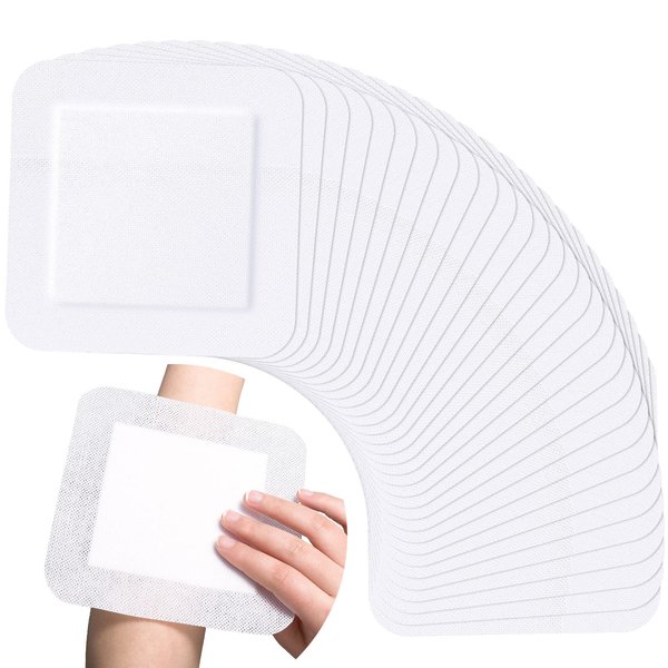 30 Pieces Bordered Gauze-Island Dressing is 6 x 6 Inch Wound Bandage Adhesive Patches Post Shower Pads Breathable Borders Individually Packed Pouches