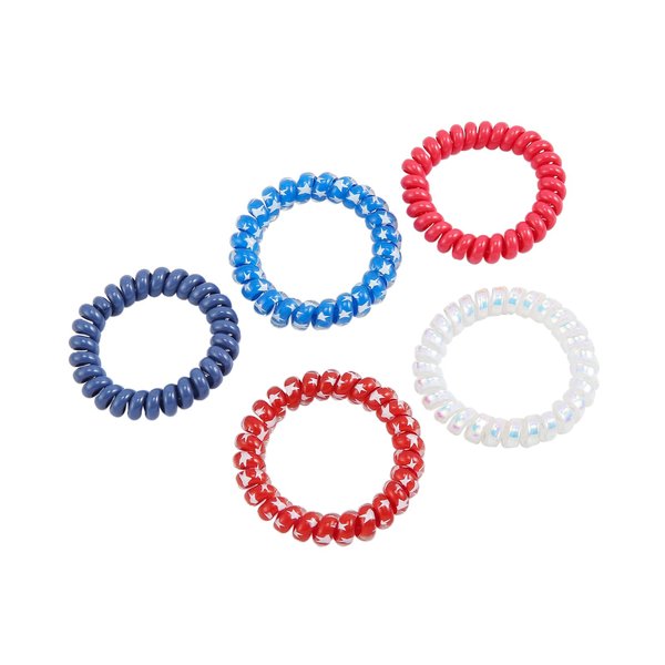MADISON TYLER American Flag Hair Ties for Women | 4th of July Spiral Hair Ties for Girl | Patriotic Independence Day Jewelry Hair Accessories 5PCS
