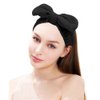 AOPRIE SPA Headbands for Washing Face Makeup Headbands with Bow Hair Band Women Facial Head Band Wrist Towel Wraps For Shower Face Mask Black, 6 Pack