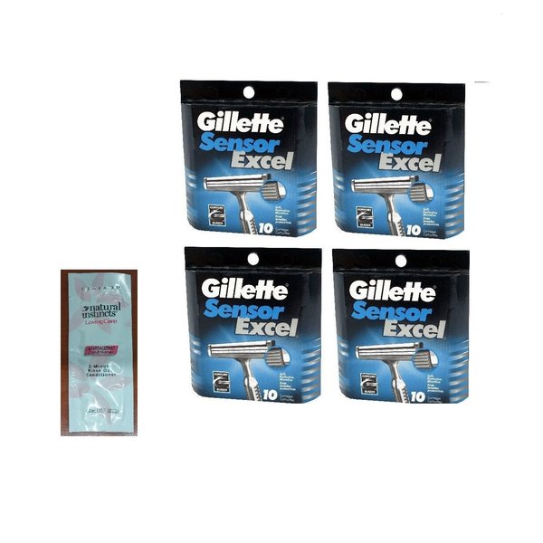 Sensor Excel Refill Blade Cartridges, 10 Ct. (Pack of 4) with FREE Loving Color trial size conditioner