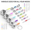 TILUCK measuring cups and magnetic measuring spoons set, stainless steel measuring cups, 6 double-sided stainless steel measuring spoons & 1 leveler