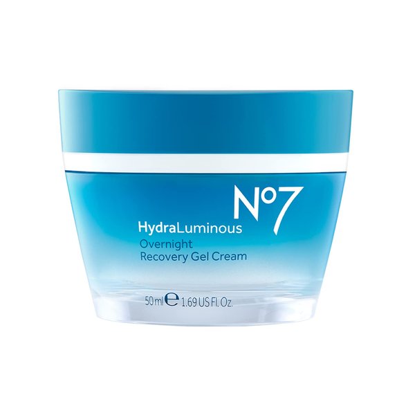 No7 Hydraluminous Overnight Recovery Gel Cream - Moisturizing Face Cream with Vitamin C + Vitamin E - Nighttime Gel Moisturizer for Hydration (1.69 fl oz)