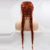 melody wig Synthetic Copper Red Braid Lace Front Wigs 360#Color Double Braided Wig Heat Resistant Fiber Long Braid Wig With Baby Hair …