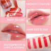 6 Colors Peach Lip Tint Stain Set, Matte Velvet Lip Tint Korean Lip Gloss Waterproof Long Lasting Multi-use Mini Liquid Lipstick, Lightweight, Vivid Color, Lip Tint Makeup