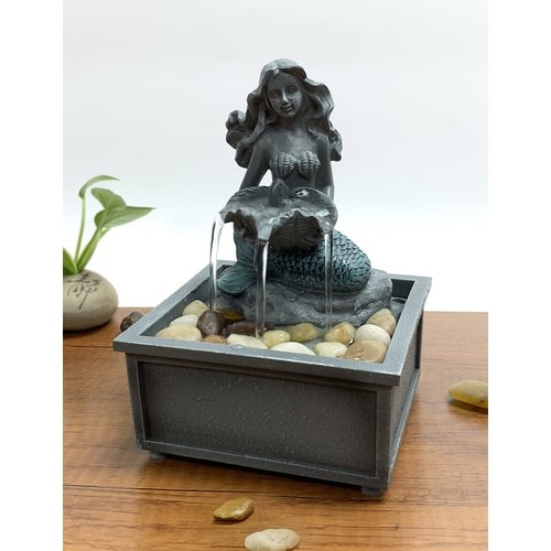 7" High Mermaid Table-top Fountain with Adapter