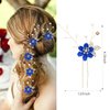 Bridal Hair Combs, 5PCS Wedding Hair Pins Set Crystal Flower Hair Clips Bride Bridesmaid Hair Sides Comb Rhinestone Barrettes, Pearl Flower Hair Pins Hair Accessories for Women Girls (Blue)