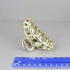 Gold hair clip plastic 3 3/8 inches long big barrette claw clamp oval chain link shiny