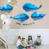 Cute 4D Whale Balloons Under The Sea Decorations Ocean Balloons, 4 Pack Gaint 37'' Whale Shape Mylar Foil Balloons Sea Animal Balloons Fish Balloons Beach Party Supplies, Blue