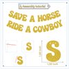 KEWUFD Save a Horse Ride a Cowboy Banner, Bachelorette Party Decorations For Girls, Engagement/Wedding for Western Theme Bridal Shower Party Supplies Gold Glitter