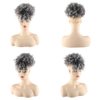 Aisaide High Afro Puff Drawstring Ponytail Bun with Bangs for Black Women Short Afro Kinky Curly Ponytail Extension Clip in Hair Extensions Pineapple Synthetic Grey Ponytail with Two Clips(1B/Grey)