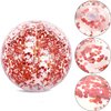 Hsei 3 Pcs Inflatable Beach Ball Glitter Beach Ball Christmas Swimming Pool Balls Floatable Confetti Ball Christmas Outdoor Decor for Beach Party Xmas Party Favor(Rose Gold)