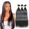 Straight Bundles Human Hair #1B Bundles Natural Black Human Hair Bundles 14 16 18 Inch 3 Bundles Brazilian Virgin Hair Extensions for Black Women