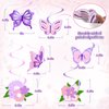 53pcs Butterfly Birthday Decorations, Purple Butterfly Decorations with Honeycomb Ball Banner Butterfly Hanging Swirl Big Butterfly Foil Balloon for Women Girl Butterfly Theme Birthday Supplies