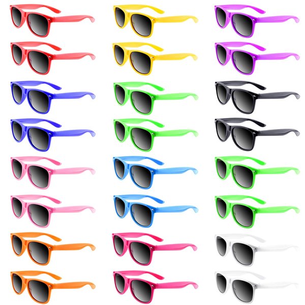TUPARKA 24 Pack Kids Sunglasses Bulk Neon Party Favors Goody Bag Fillers for Beach Birthday Party Pool Party Supplies, 12 Colors