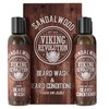 Viking Revolution Beard Wash & Beard Conditioner Set w/Argan & Jojoba Oils - Softens & Strengthens - Natural Sandalwood Scent - Beard Shampoo w/Beard Oil (5oz)