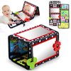 Tummy Time Floor Mirror with Teethers, Double-Sided Baby Mirror Black and White High Contrast Baby Toys for Babies, Baby Montessori Toys Crawling Developmental Newborn Infant Sensory Toys (A-Mirror)