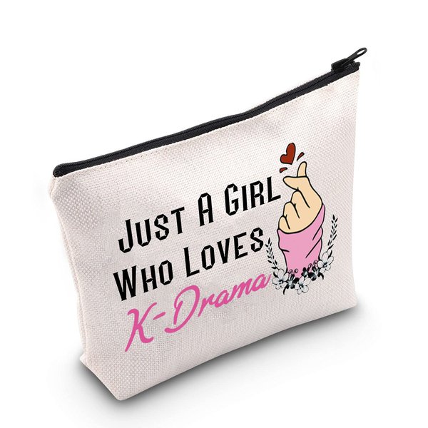 MEIKIUP K-Drama Lover Makeup Bag K-pop Merchandise Korean Drama Gift K-drama Queen Gift Who Loves K-Drama Travel Zipper Cosmetic Bag (Loves K-Drama bag)