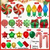 64 Pcs Christmas Foil Balloons Decoration Set,Candy Cane Gift Box Swirl Mylar Christmas Party Balloons,Red Green Balloons for Christmas New Year Candies Xmas Theme Party Decorations
