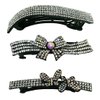 Set of 6 Crystal Barrettes 2 each of 3 Styles Crystal White on Black Trim-3-2NM2Bfa3