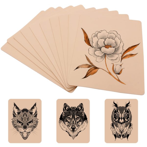 Tattoo Skin Practice - Autdor 20Pcs Blank Tattoo Practice Skin Double Sides Fake Skin 7.4x5.6" Tattooing and Microblading Eyebrow Practice Skin for Tattoo Supplies Tattoo Artists