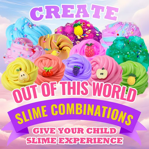 Slime Making Kit for Girls, Glimmer Crunchy Slime, Foam Slime, Jelly Cubes Slime, Glowing Slime, Stress Relief Toys for Kids 6-12, Classroom Rewards and Christmas Party Supplies
