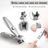 Wokyt German Nail Clippers Lux Stainless Steel Grip Nail Clipper Set, Ultra Sharp Wide Opening Splash Proof German Toenail Clippers for Men, Women and Seniors, Cut Thick Nails Easily (Silver)